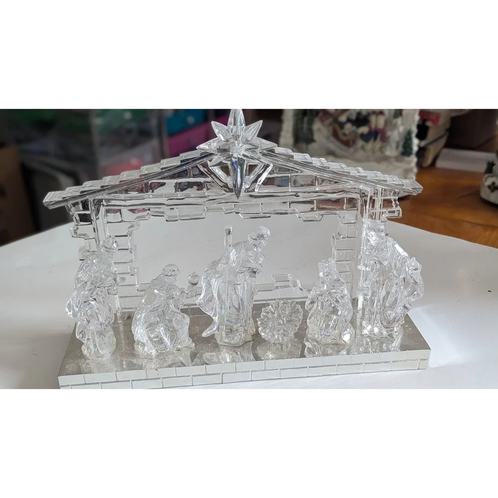Kurt Adler battery-operated light-up LED musical acrylic nativity scene